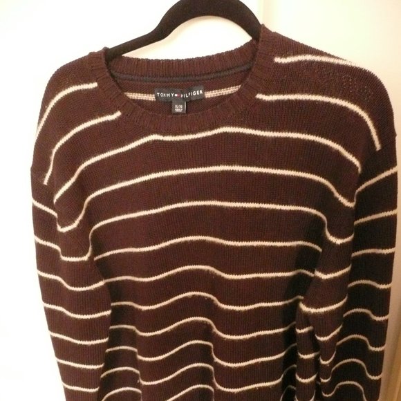 vintage hilfiger crew neck sweater brn/white sz XL - Picture 6 of 11